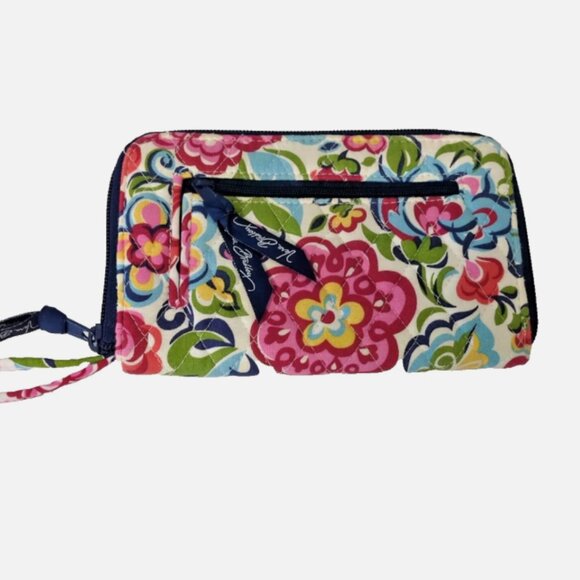 Vera Bradley Handbags - Vera Bradley Multi-Color Floral Print Wristlet Zip-Around Wallet, EUC